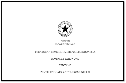 Peraturan Pemerintah No. 52 Tahun 2000 tentang Penyelenggaraan Telekomunikasi